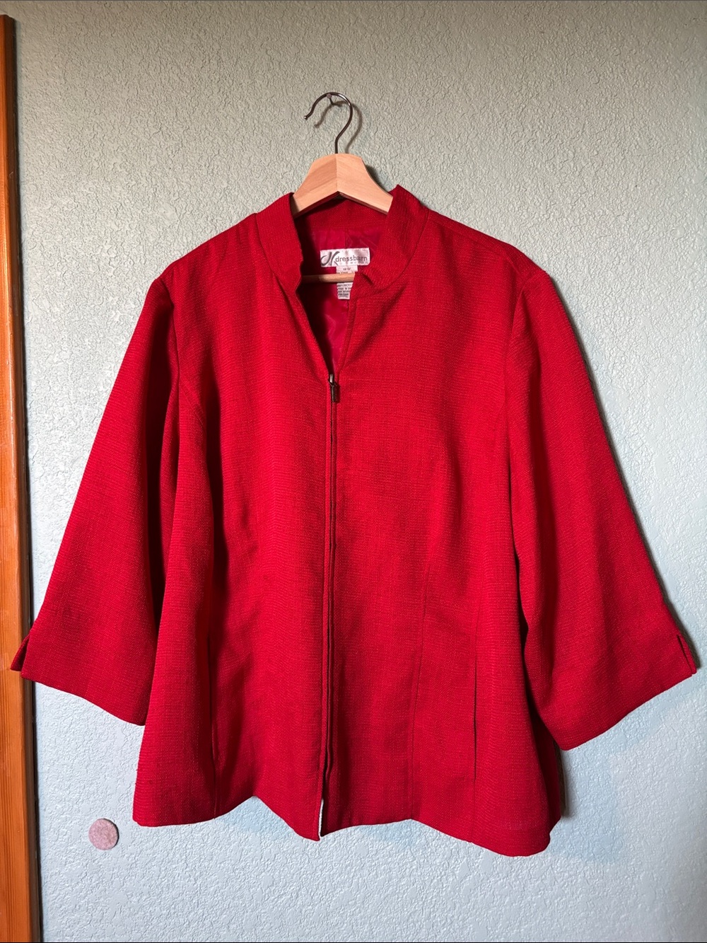 dressbarn Vibrant Red Zip-Front Blazer Jacket Women’s Size 18W Good